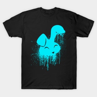 Hot Cyan Neon Spray Paint Cute Bunny T-Shirt